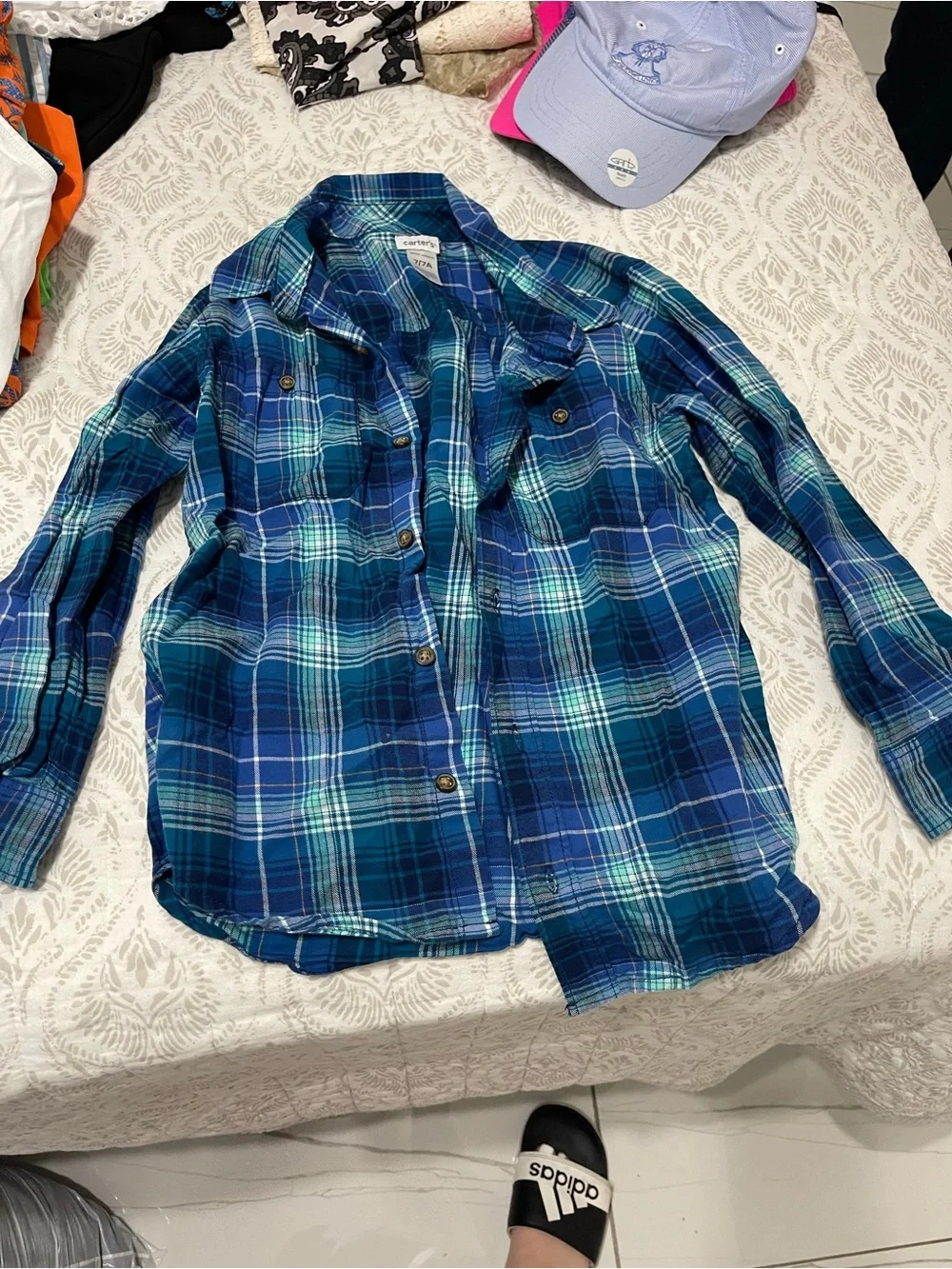 Carter's Blue and Teal Plaid Shirt